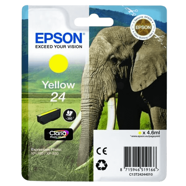 C13T24244012 Epson 24 gul Skrivarpatron - 4,6 ml. - Original