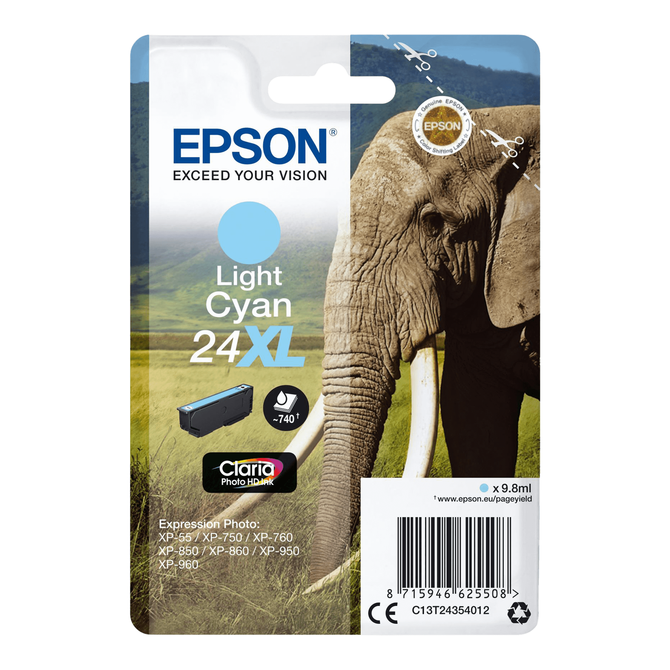 C13T24354012 Epson 24XL ljus cyan Skrivarpatron - 10 ml. - Original