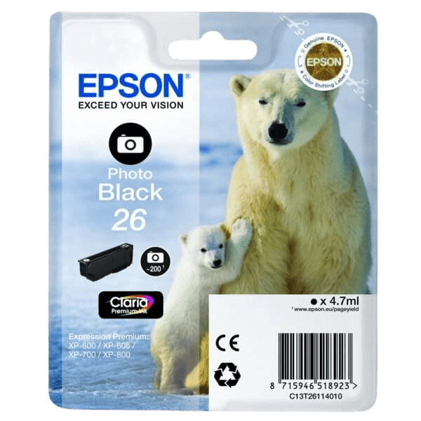 C13T26114012 Epson 26 foto svart Skrivarpatron - 4,7 ml. - Original