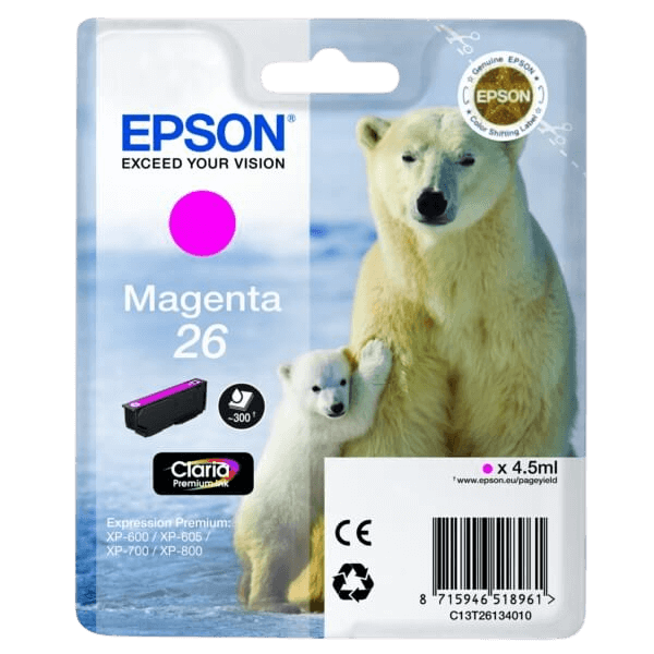 C13T26134012 Epson 26 magenta Skrivarpatron - 4,5 ml. - Original