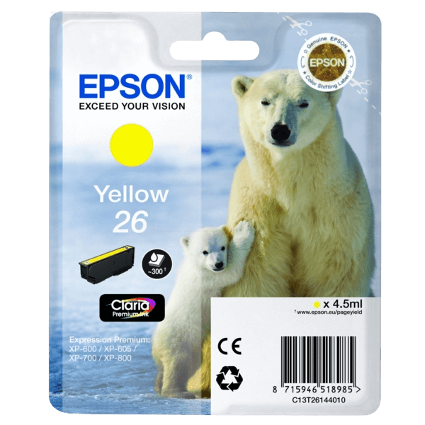 C13T26144012 Epson 26 gul Skrivarpatron - Original
