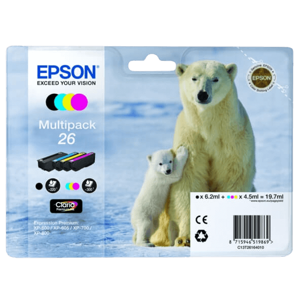 C13T26164010 Epson 26 CMYK Skrivarpatron - 19,7 ml. - Original