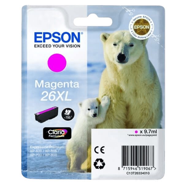C13T26334012 Epson 26 magenta XL Skrivarpatron - 9,7 ml. - Original