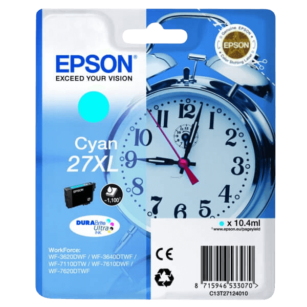 C13T27124012 Epson 27 cyan XL Skrivarpatron - 10.4 ml. - Original