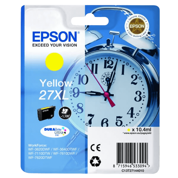 C13T27144012 Epson 27 gul XL Skrivarpatron - 10.4 ml. - Original