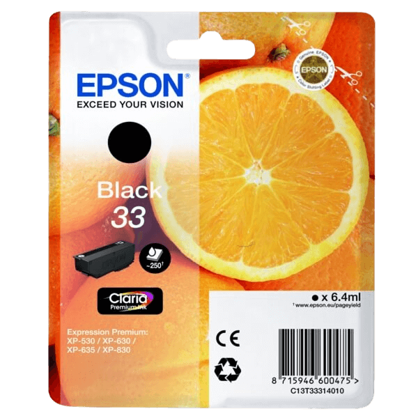 C13T33314012 Epson 33 svart Skrivarpatron - 6,4 ml. - Original