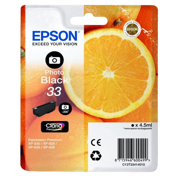 C13T33414012 Epson 33 foto svart Skrivarpatron - 4,5 ml. - Original