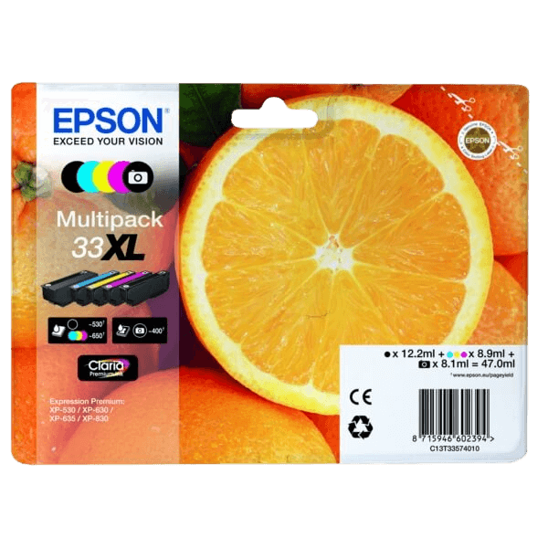 C13T33574011 Epson 33XL CMYK Skrivarpatron - 47 ml. - Original