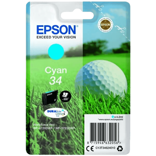C13T34624010 Epson 34 cyan Skrivarpatron - 4,2 ml. - Original
