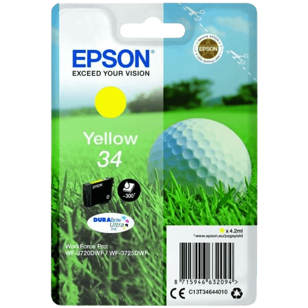 C13T34644010 Epson 34 gul Skrivarpatron - 4,2 ml. - Original