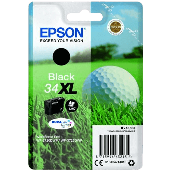 C13T34714010 Epson 34 svart XL Skrivarpatron - 16,3 ml. - Original