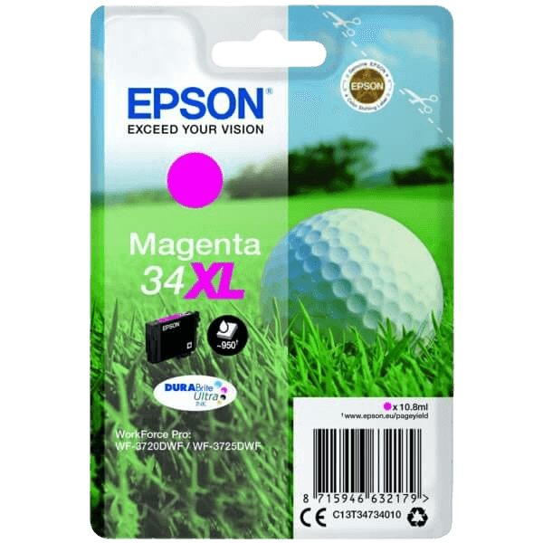 C13T34734010 Epson 34 magenta XL Skrivarpatron - 10,8 ml. - Original