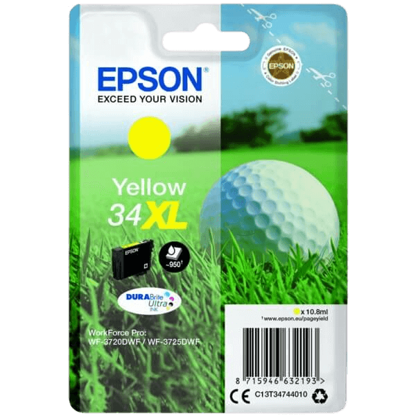C13T34744010 Epson 34 gul XL Skrivarpatron - 10,8 ml. - Original
