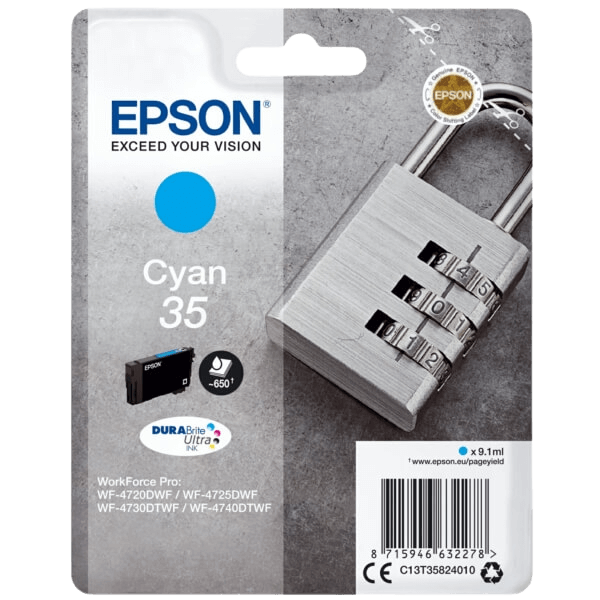 C13T35824010 Epson 35 cyan Skrivarpatron - 9,1 ml. - Original