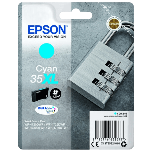 C13T35924010 Epson 35 cyan XL Skrivarpatron - 20,3 ml. - Original