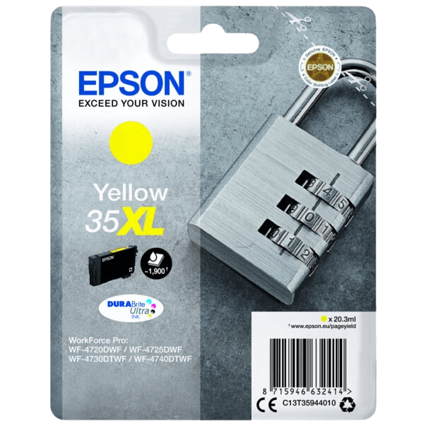 C13T35944010 Epson 35 gul XL Skrivarpatron - 20,3 ml. - Original
