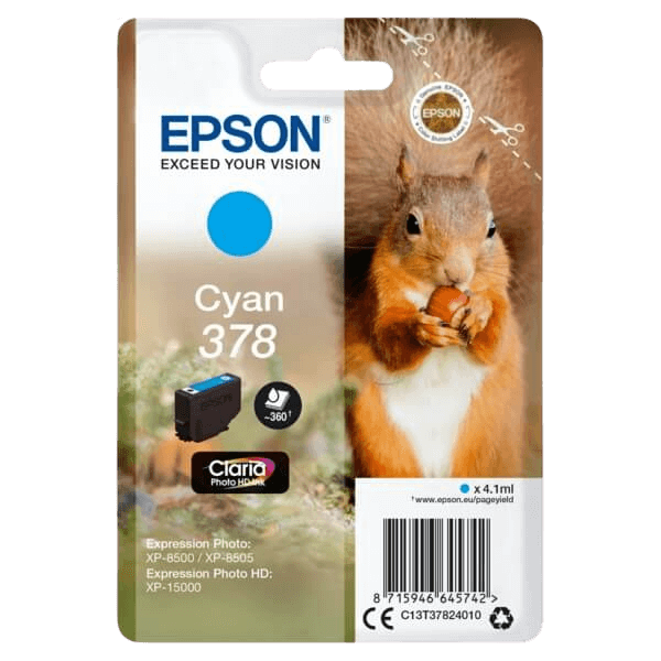 C13T37824010 Epson 378 cyan Skrivarpatron - 4,1 ml. - Original