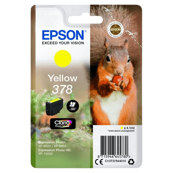 C13T37844010 Epson 378 gul Skrivarpatron - 4,1 ml. - Original
