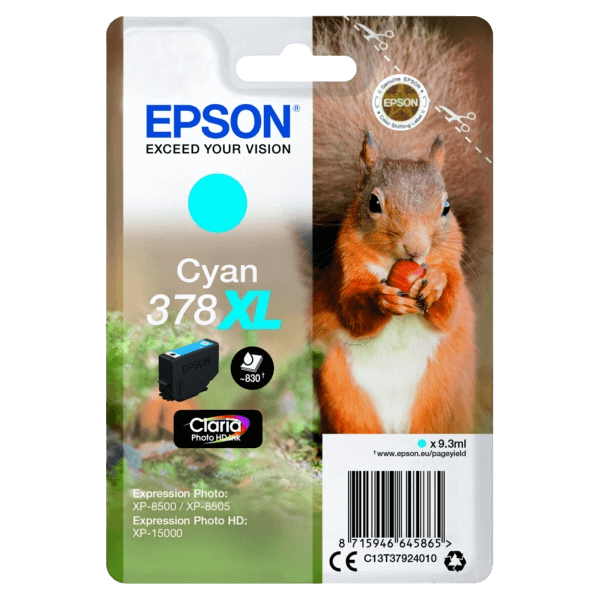 C13T37924010 Epson 378 ljus cyan XL Skrivarpatron - 830 sidor - Original