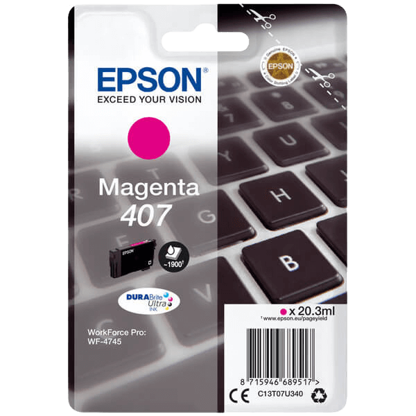 C13T07U340 Epson 407 magenta Skrivarpatron - 20,3 ml. - Original