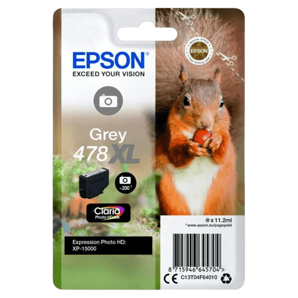 C13T04F64010 Epson 478 grå XL Skrivarpatron - 11,2 ml. - Original
