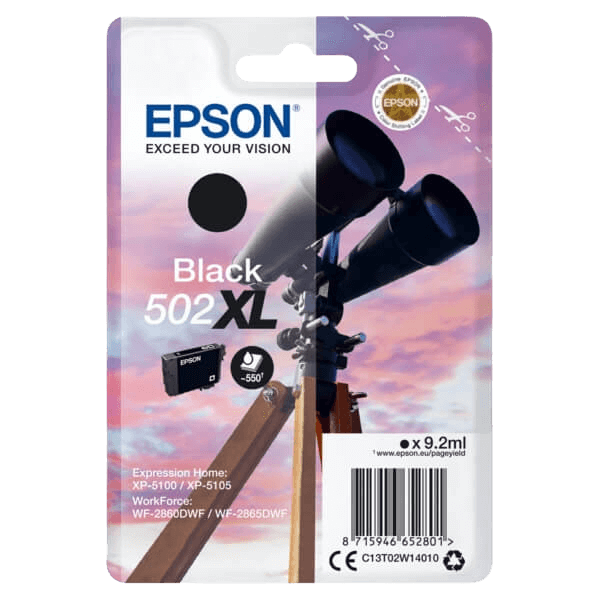 C13T02W14010 Epson 502XLBK svart Skrivarpatron - 9,2 ml. - Original