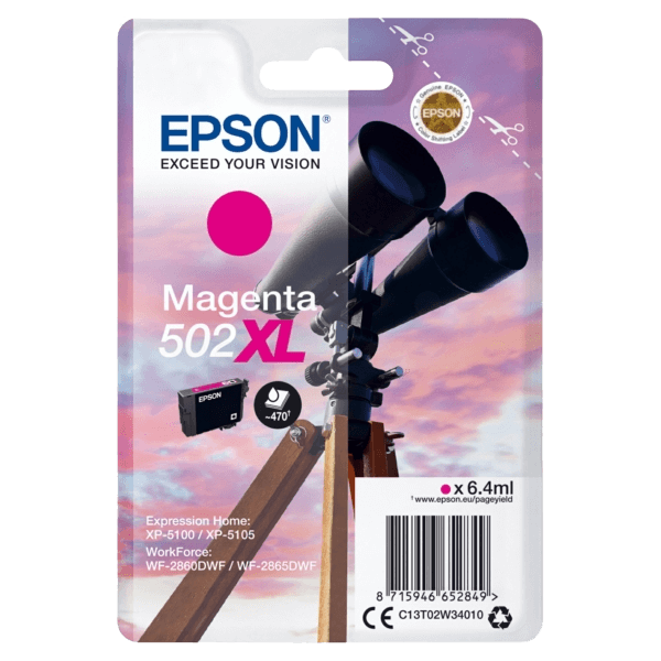C13T02W34010 Epson 502XLM magenta Skrivarpatron - 470 sidor - Original