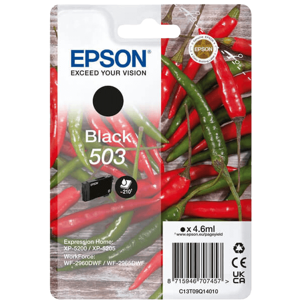 C13T09Q14010 Epson 503BK svart Skrivarpatron - 4,6 ml. - Original