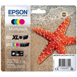 C13T03A94010 Epson 603XL/603 CMYK Skrivarpatron - 8,9 + 3x2,4 ml. - Original