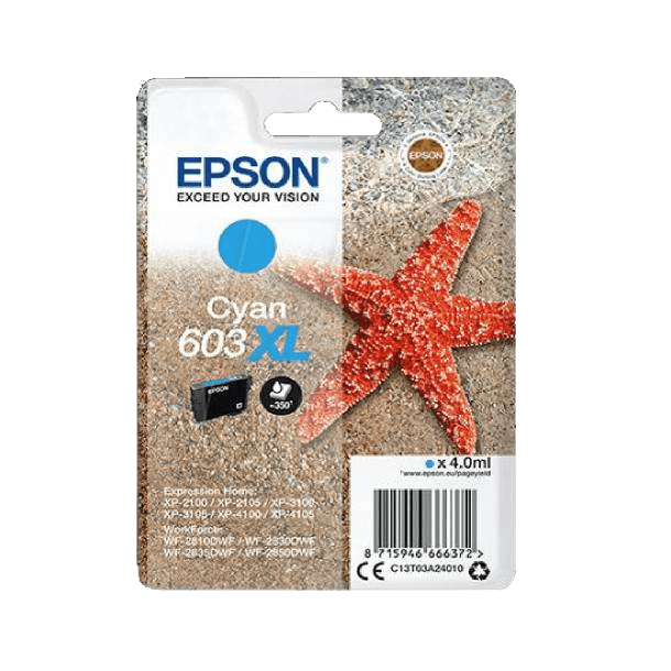 C13T03A24010 Epson 603XL cyan Skrivarpatron - 4 ml. - Original