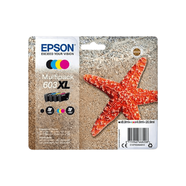 C13T03A64010 Epson 603XL CMYK Skrivarpatron - 8,9 + 3x4 ml. - Original