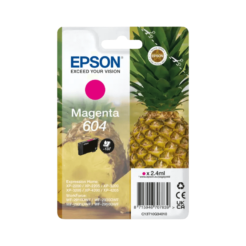 C13T10G34010 Epson 604 magenta Skrivarpatron - 2,4 ml. - Original