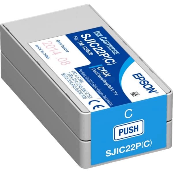 C33S020602 Epson SJIC22P cyan Skrivarpatron - 32,5 ml. - Original