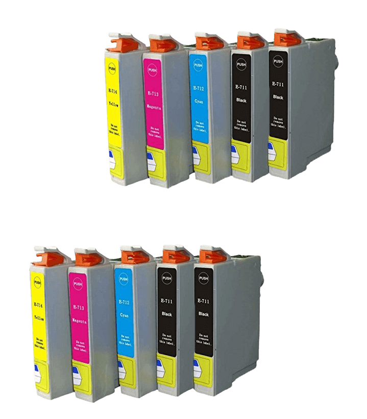 10 st. Epson T0711 Skrivarpatron rabattpaket - Kompatibel