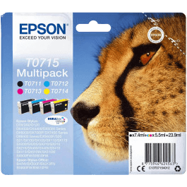 C13T07154012 Epson T0715 CMYK Skrivarpatron - 23,9 ml. - Original