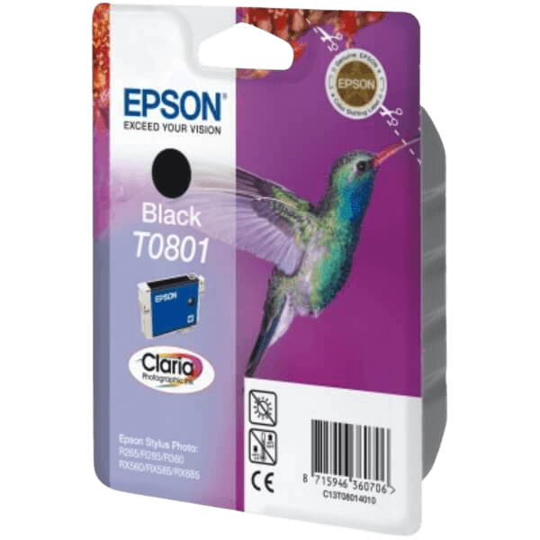 C13T08014011 Epson T0801 svart Skrivarpatron - 7,4 ml. - Original