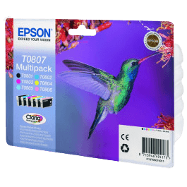 C13T08074011 Epson T0807 CMYK Skrivarpatron - 6 x 7,4 ml. - Original