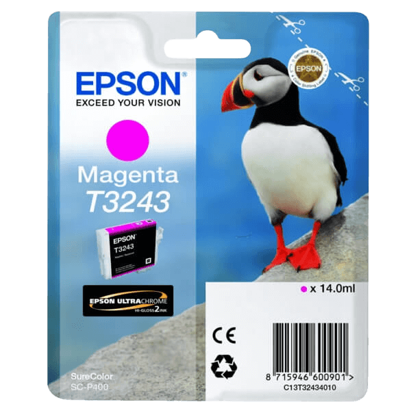 C13T32434010 Epson T3243 magenta Skrivarpatron - 14 ml. - Original