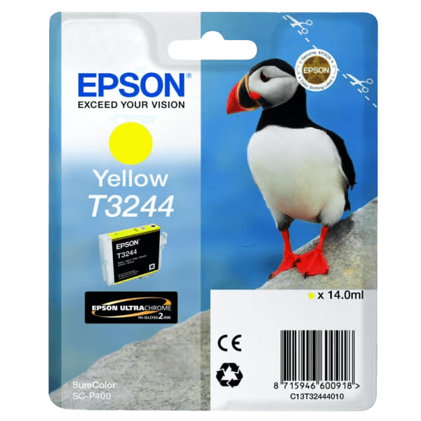 C13T32444010 Epson T3244 gul Skrivarpatron - 14 ml. - Original