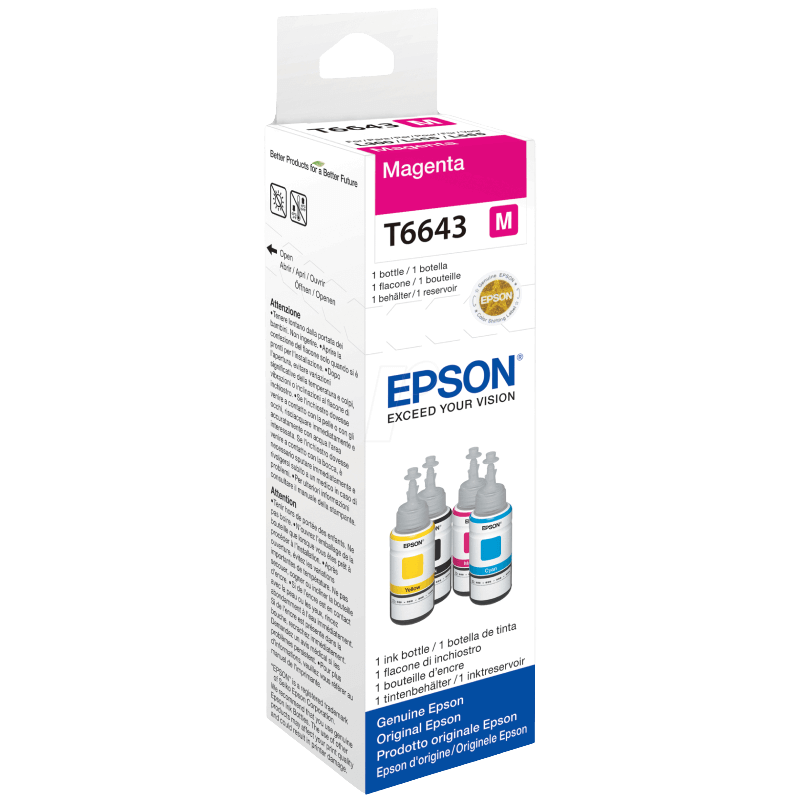 C13T664340 Epson T6643 magenta bläck refill - 70 ml. - Original