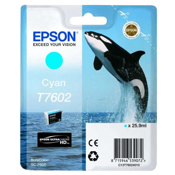C13T76024010 Epson T7602 cyan Skrivarpatron - 25,9 ml. - Original