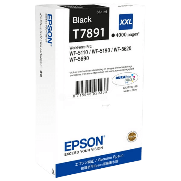 C13T789140 Epson T7891 svart XXL Skrivarpatron - 65,1 ml. - Original