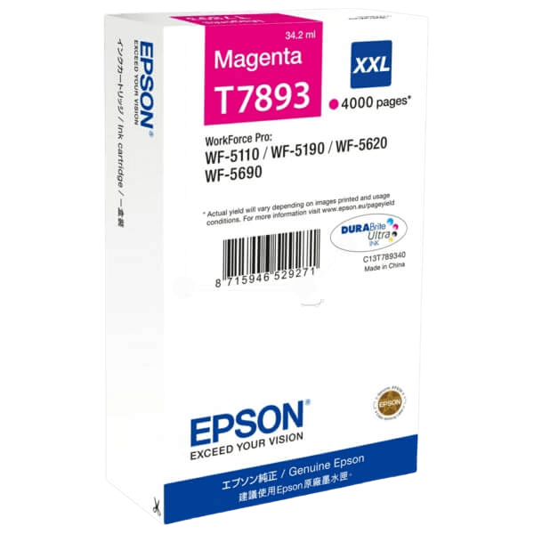 C13T789340 Epson T7893 magenta XXL Skrivarpatron - 34,2 ml. - Original