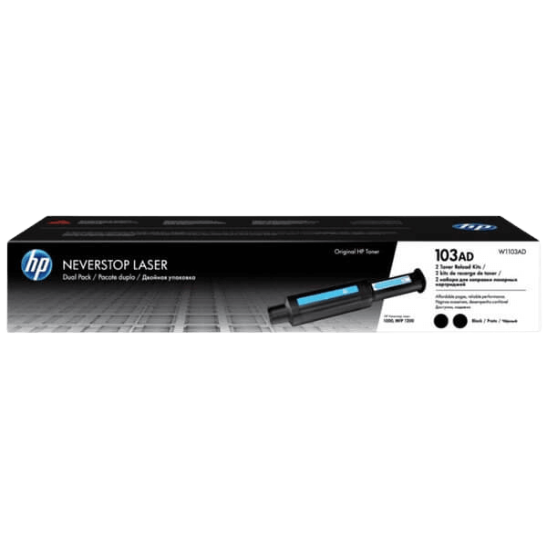 W1103AD HP 103A svart twin pack toner - 10000 sidor - Original