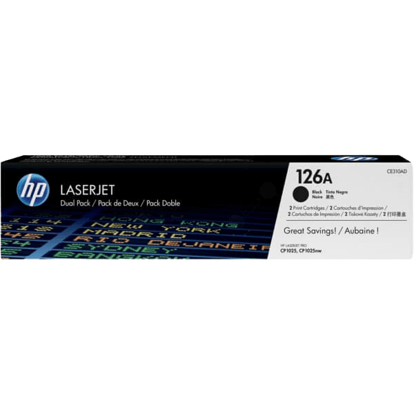 CE310AD HP 126A svart twin pack toner - 2400 sidor - Original