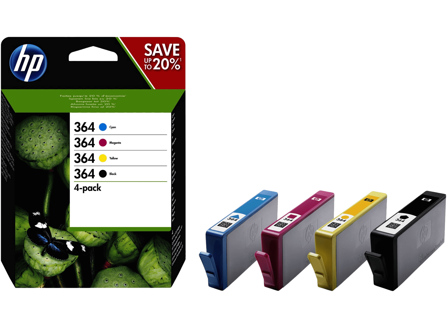 N9J73AE HP 364 CMYK Skrivarpatron - 1150 sidor - Original