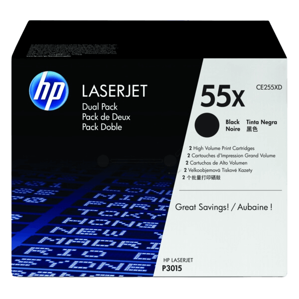 CE255XD HP 55X svart twin pack toner - 24000 sidor - Original