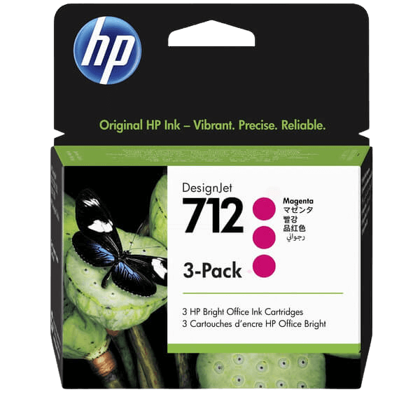 3ED78A HP 712 magenta Triple pack Skrivarpatron - 3 x 29 ml. - Original