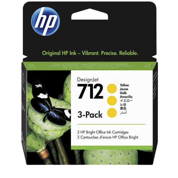 3ED79A HP 712 gul Triple pack Skrivarpatron - 3 x 29 ml. - Original