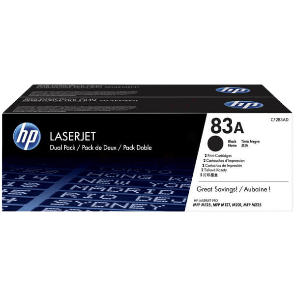 CF283AD HP 83A svart twin pack toner - 3000 sidor - Original